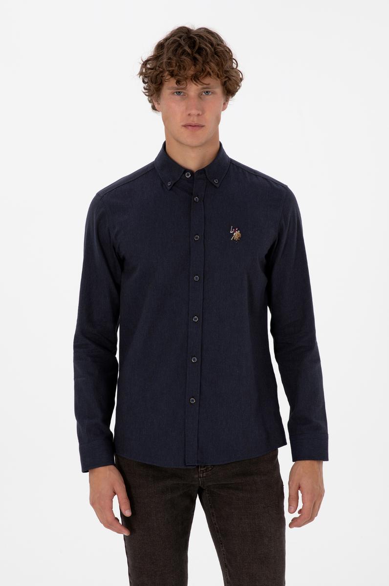 Erkek Lacivert Uzun Kollu Basic Gömlek