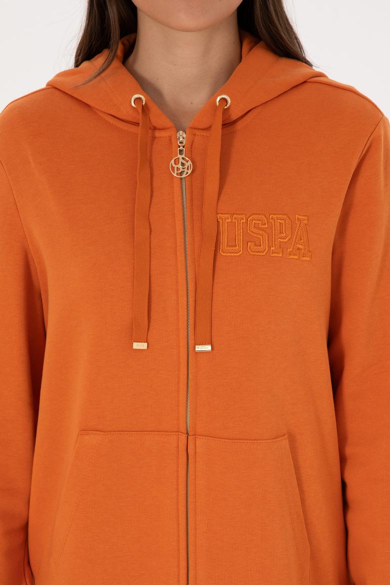 Kadın Bakır Fermuarlı Kapüşonlu Sweatshırt - 50307714044