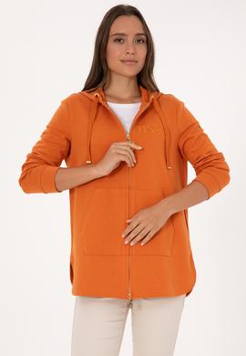 Kadın Bakır Fermuarlı Kapüşonlu Sweatshırt - 50307714044