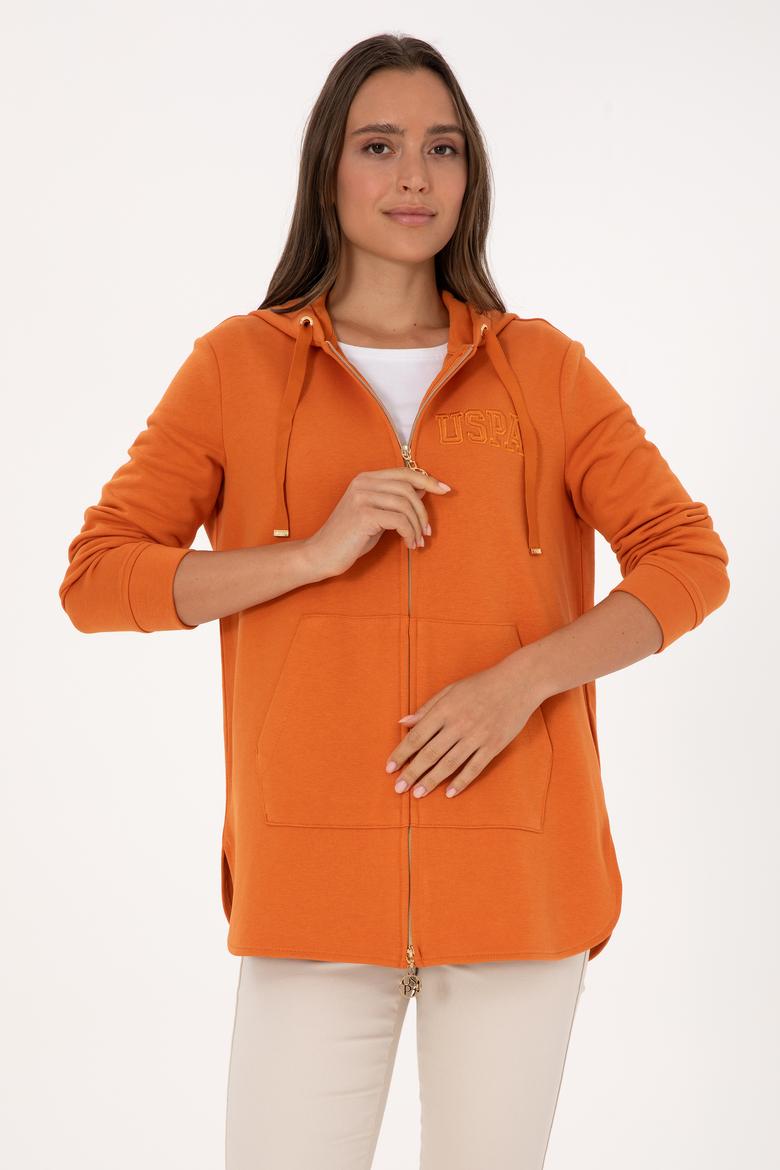 Kadın Bakır Fermuarlı Kapüşonlu Sweatshırt - 50307714044