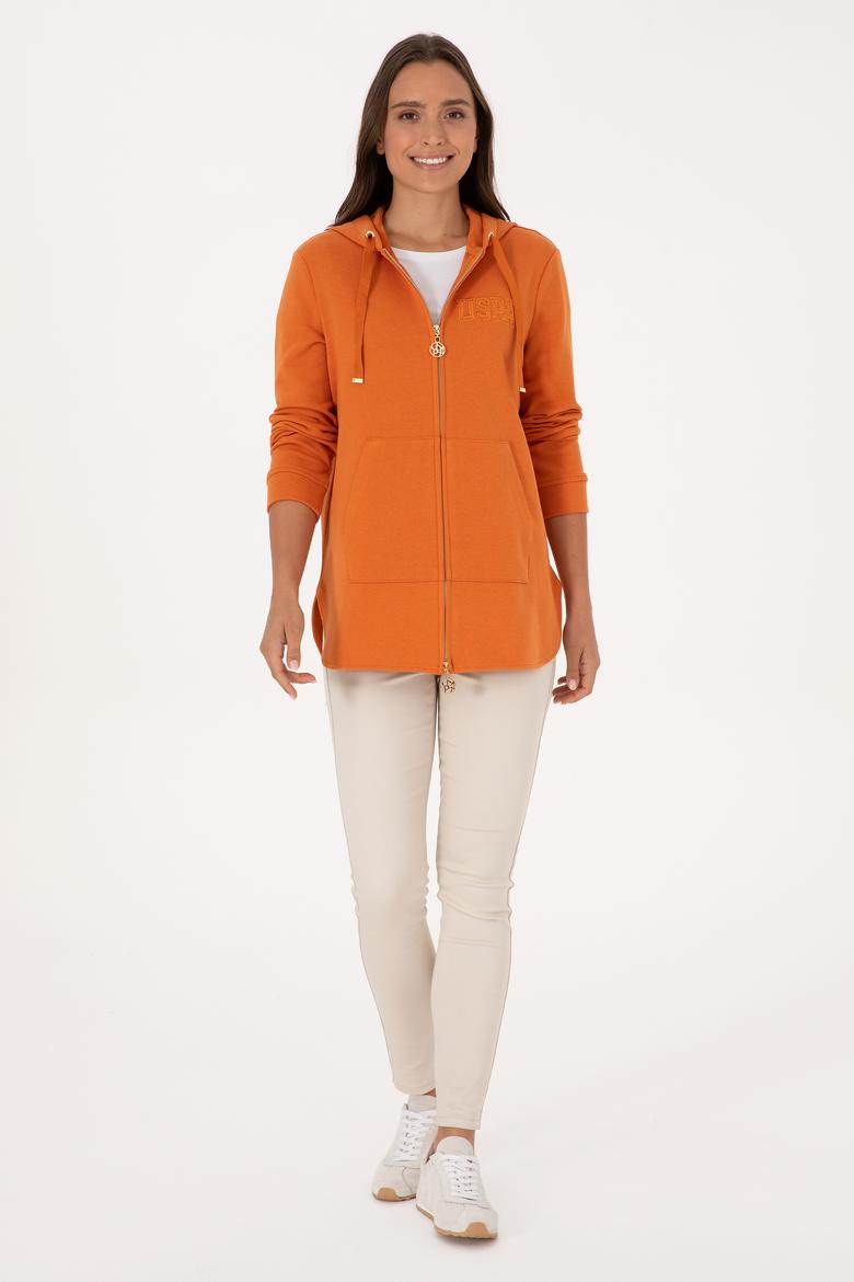 Kadın Bakır Fermuarlı Kapüşonlu Sweatshırt - 50307714044
