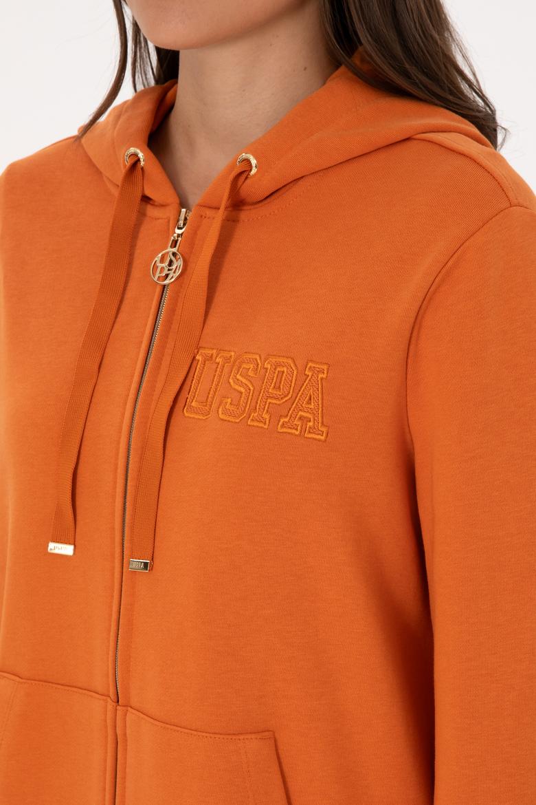 Kadın Bakır Fermuarlı Kapüşonlu Sweatshırt - 50307714044