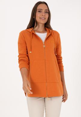 Kadın Bakır Fermuarlı Kapüşonlu Sweatshırt - 50307714044