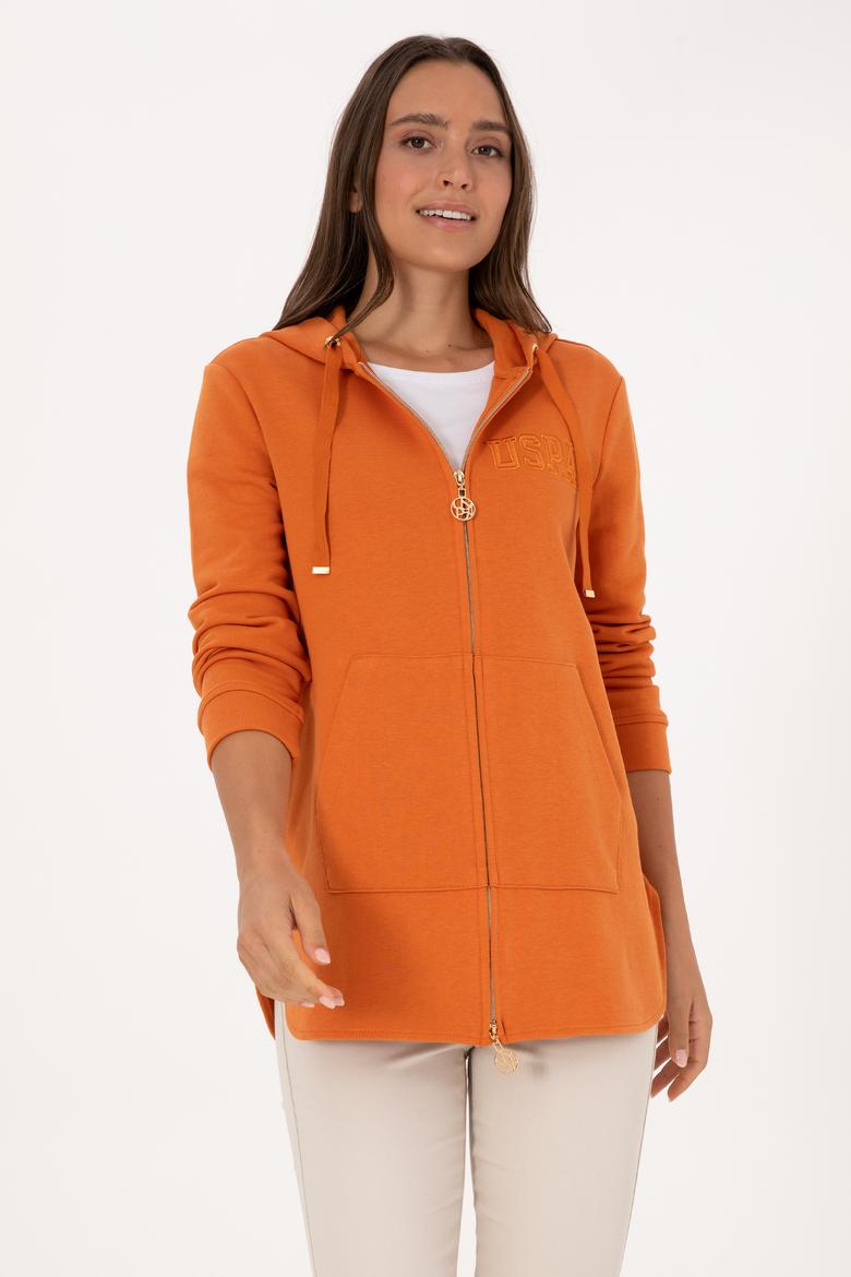 Kadın Bakır Fermuarlı Kapüşonlu Sweatshırt