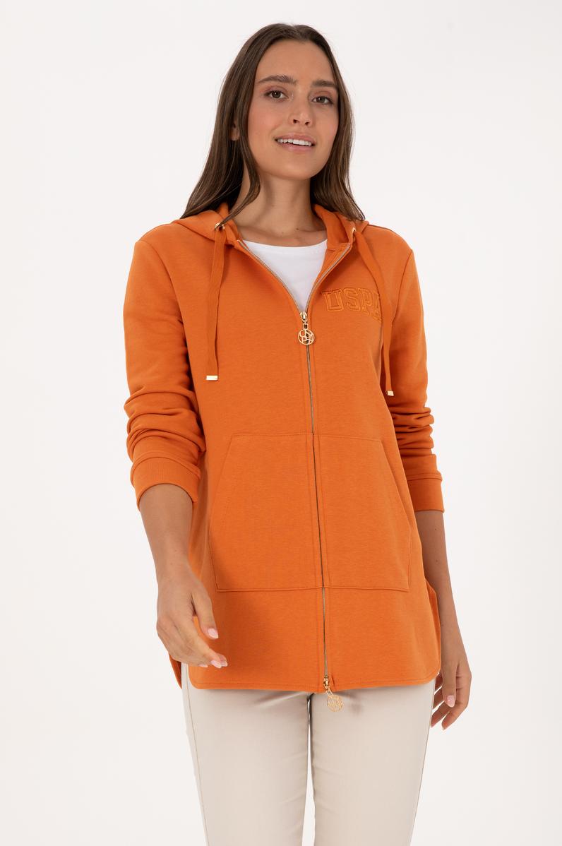 Kadın Bakır Fermuarlı Kapüşonlu Sweatshırt