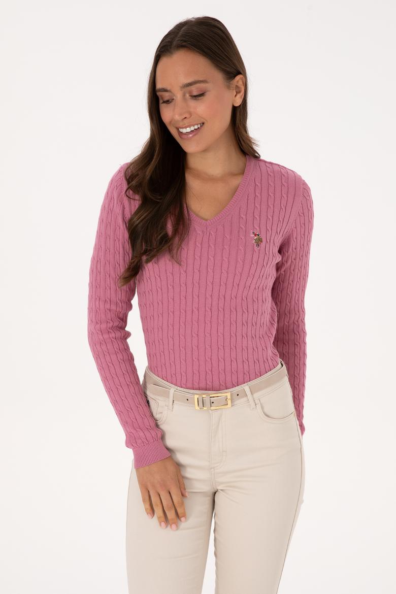 Kadın Pembe Basic Kazak - 50307700073