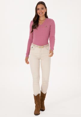 Kadın Pembe Basic Kazak - 50307700073