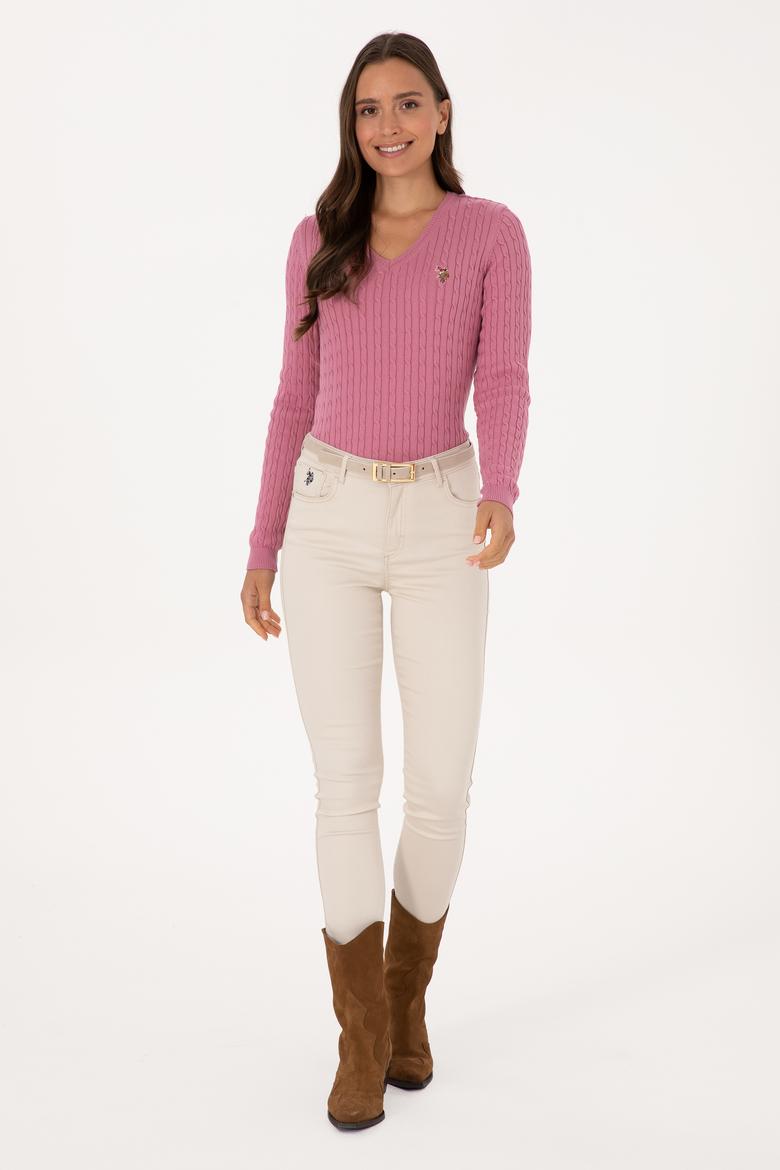 Kadın Pembe Basic Kazak - 50307700073