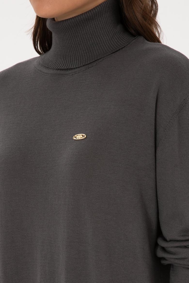 Kadın Gri Basic Kazak - 50307742008