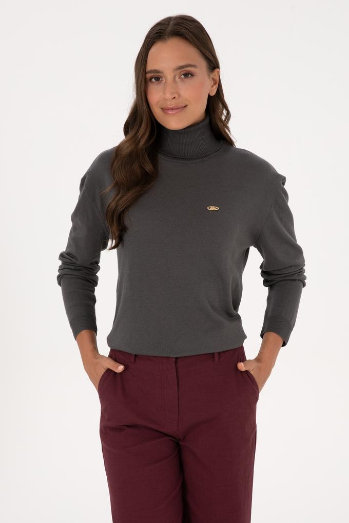 Kadın Gri Basic Kazak