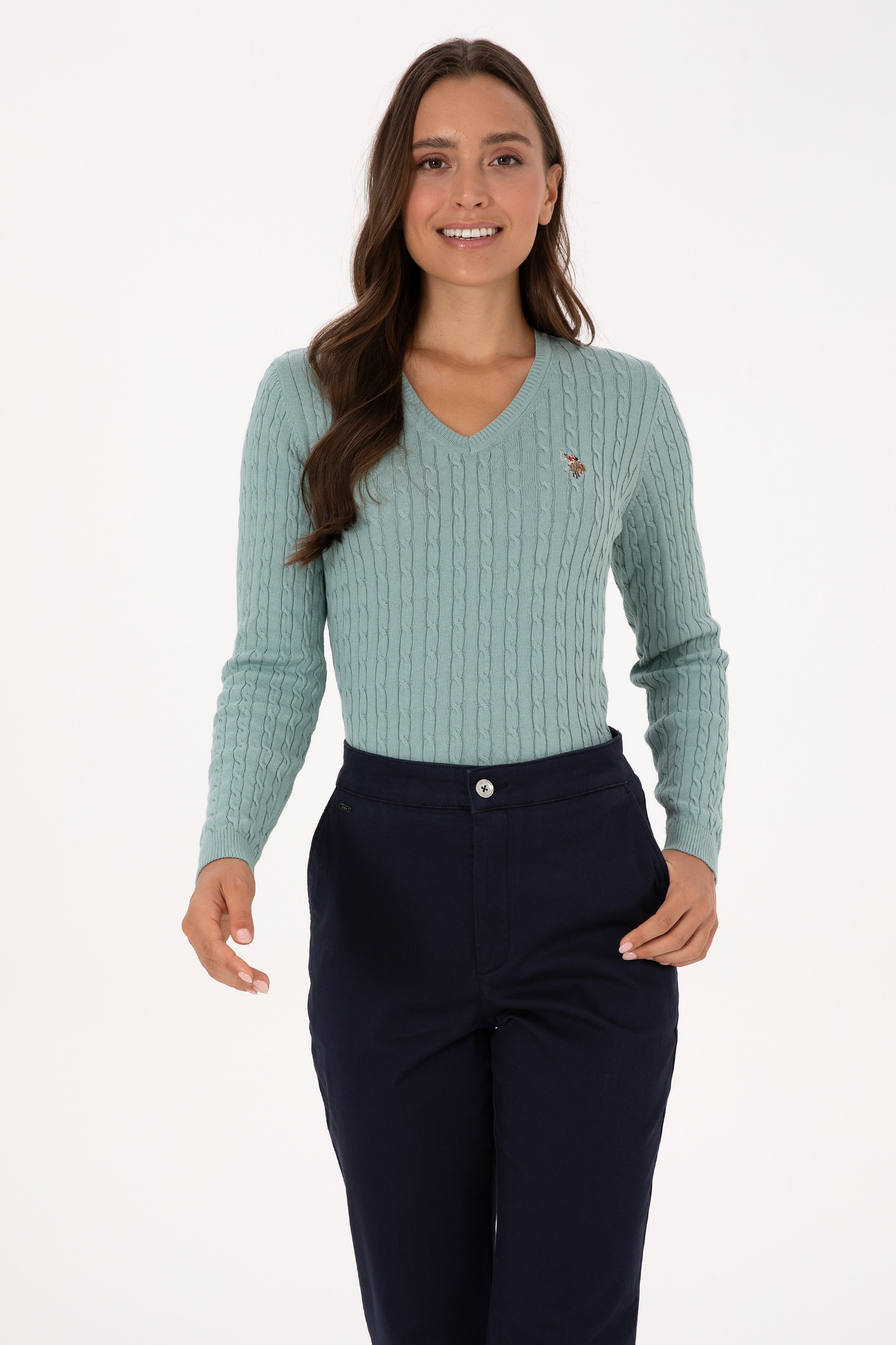 Kadın Mint Basic Kazak - Image 1