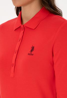 Kadın Kırmızı Basic Polo Yaka Sweatshırt - 50307755029