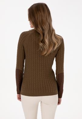 Kadın Haki Bisiklet Yaka Basic Kazak - 50307728059