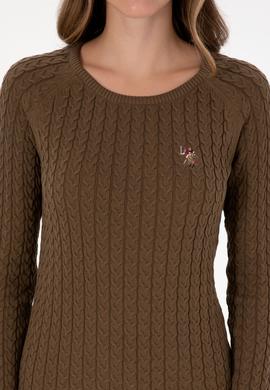 Kadın Haki Bisiklet Yaka Basic Kazak - 50307728059