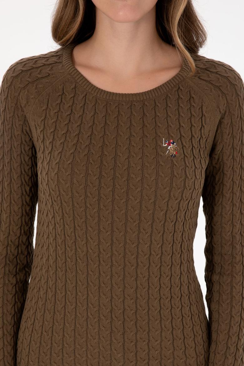 Kadın Haki Bisiklet Yaka Basic Kazak - 50307728059