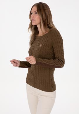 Kadın Haki Bisiklet Yaka Basic Kazak - 50307728059