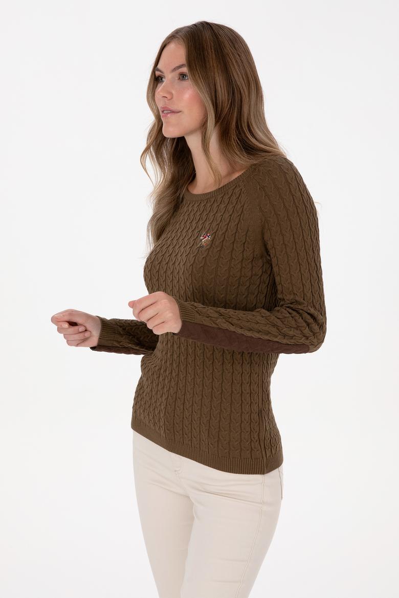 Kadın Haki Bisiklet Yaka Basic Kazak - 50307728059