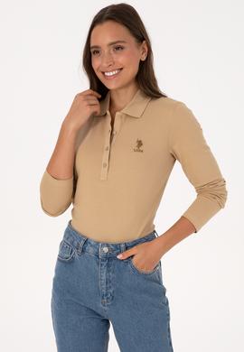 Kadın Kum Basic Polo Yaka Sweatshırt - 50307755156