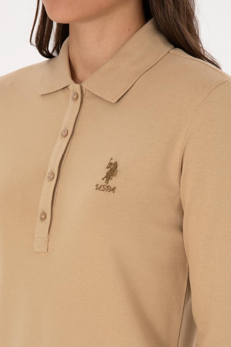 Kadın Kum Basic Polo Yaka Sweatshırt - 50307755156