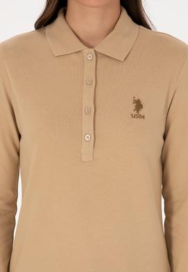 Kadın Kum Basic Polo Yaka Sweatshırt - 50307755156