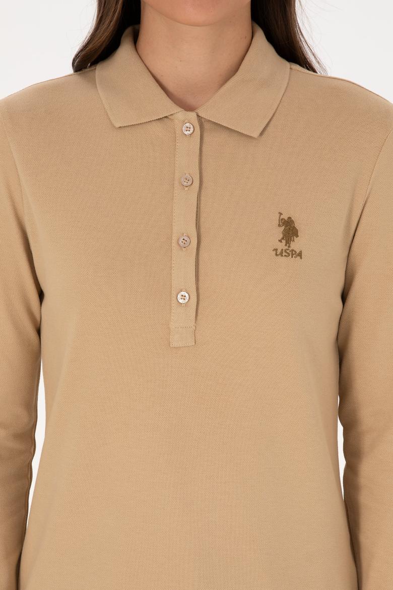 Kadın Kum Basic Polo Yaka Sweatshırt - 50307755156