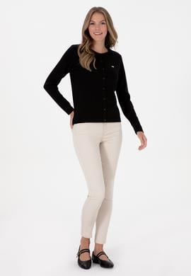 Kadın Siyah Basic Triko Hırka - 50307719008