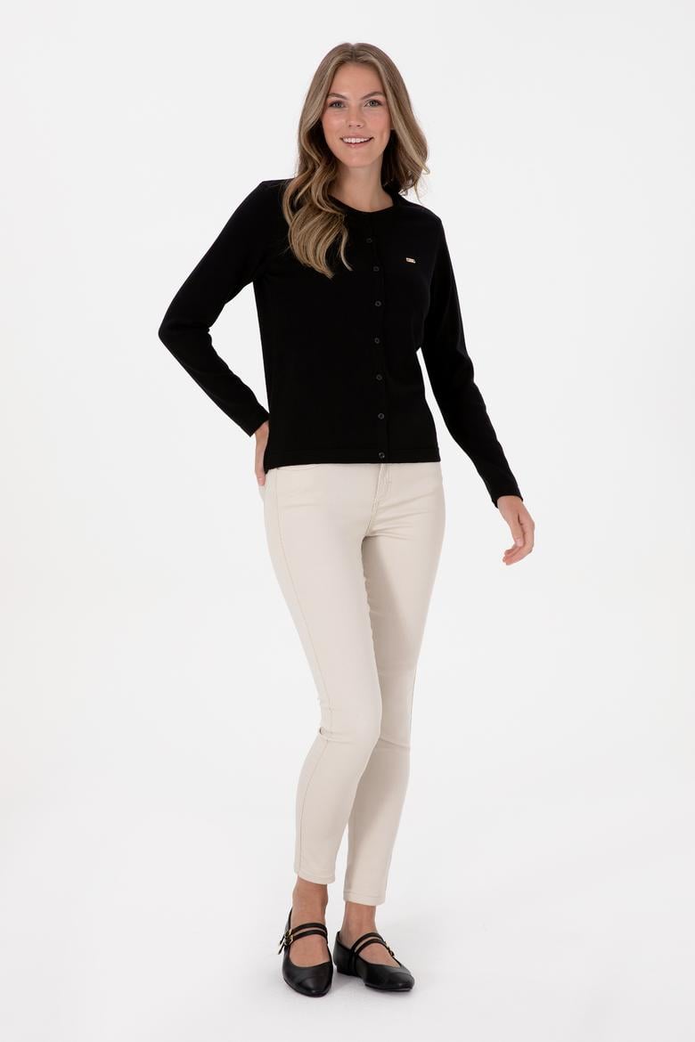 Kadın Siyah Basic Triko Hırka - 50307719008