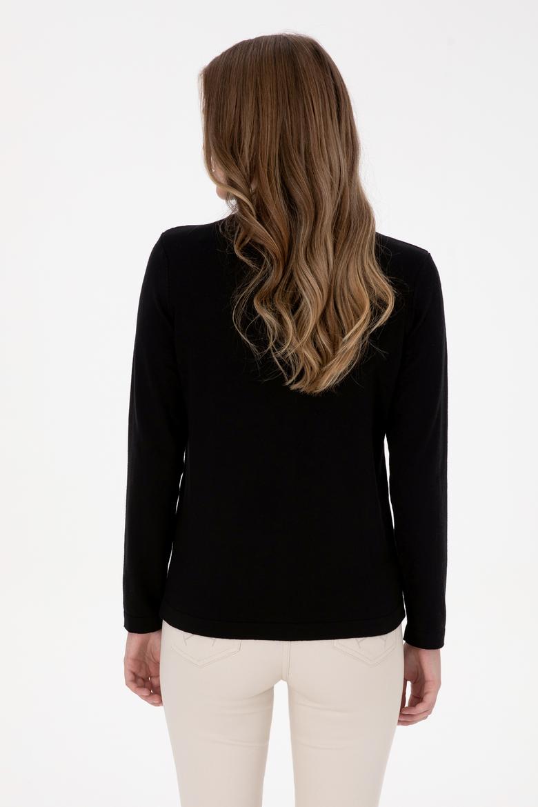 Kadın Siyah Basic Triko Hırka - 50307719008