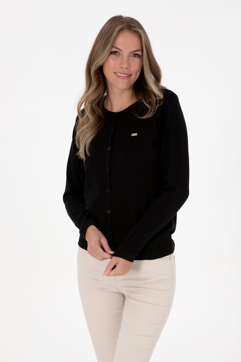 Kadın Siyah Basic Triko Hırka