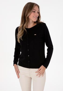 Kadın Siyah Basic Triko Hırka - 50307719008