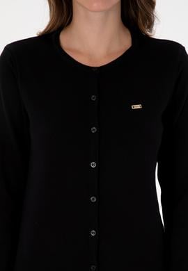 Kadın Siyah Basic Triko Hırka - 50307719008