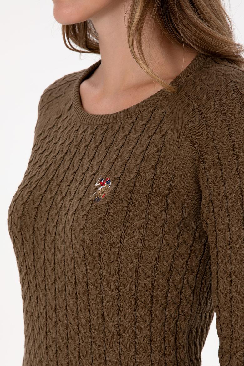 Kadın Haki Bisiklet Yaka Basic Kazak - 50307728059