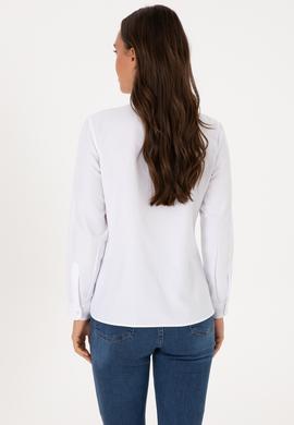 Kadın Beyaz Uzun Kollu Basic Gömlek - 50307990006