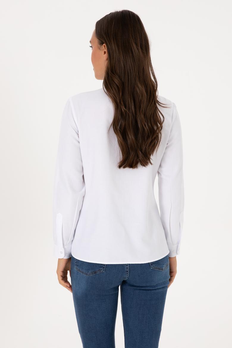 Kadın Beyaz Uzun Kollu Basic Gömlek - 50307990006
