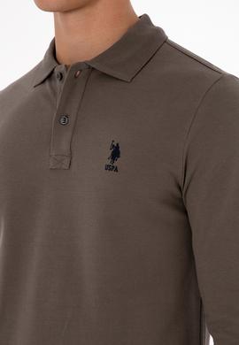 Erkek Regular Fit Polo Yaka Vizon Basic Sweatshirt - 50307757297
