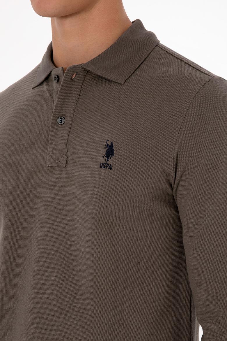 Erkek Regular Fit Polo Yaka Vizon Basic Sweatshirt - 50307757297