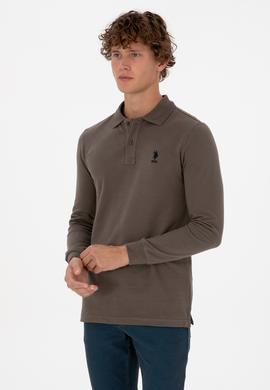 Erkek Regular Fit Polo Yaka Vizon Basic Sweatshirt - 50307757297