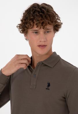 Erkek Regular Fit Polo Yaka Vizon Basic Sweatshirt - 50307757297