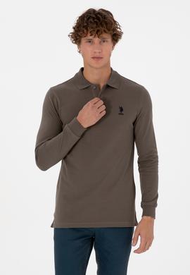 Erkek Regular Fit Polo Yaka Vizon Basic Sweatshirt - 50307757297