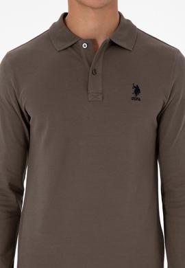 Erkek Regular Fit Polo Yaka Vizon Basic Sweatshirt - 50307757297