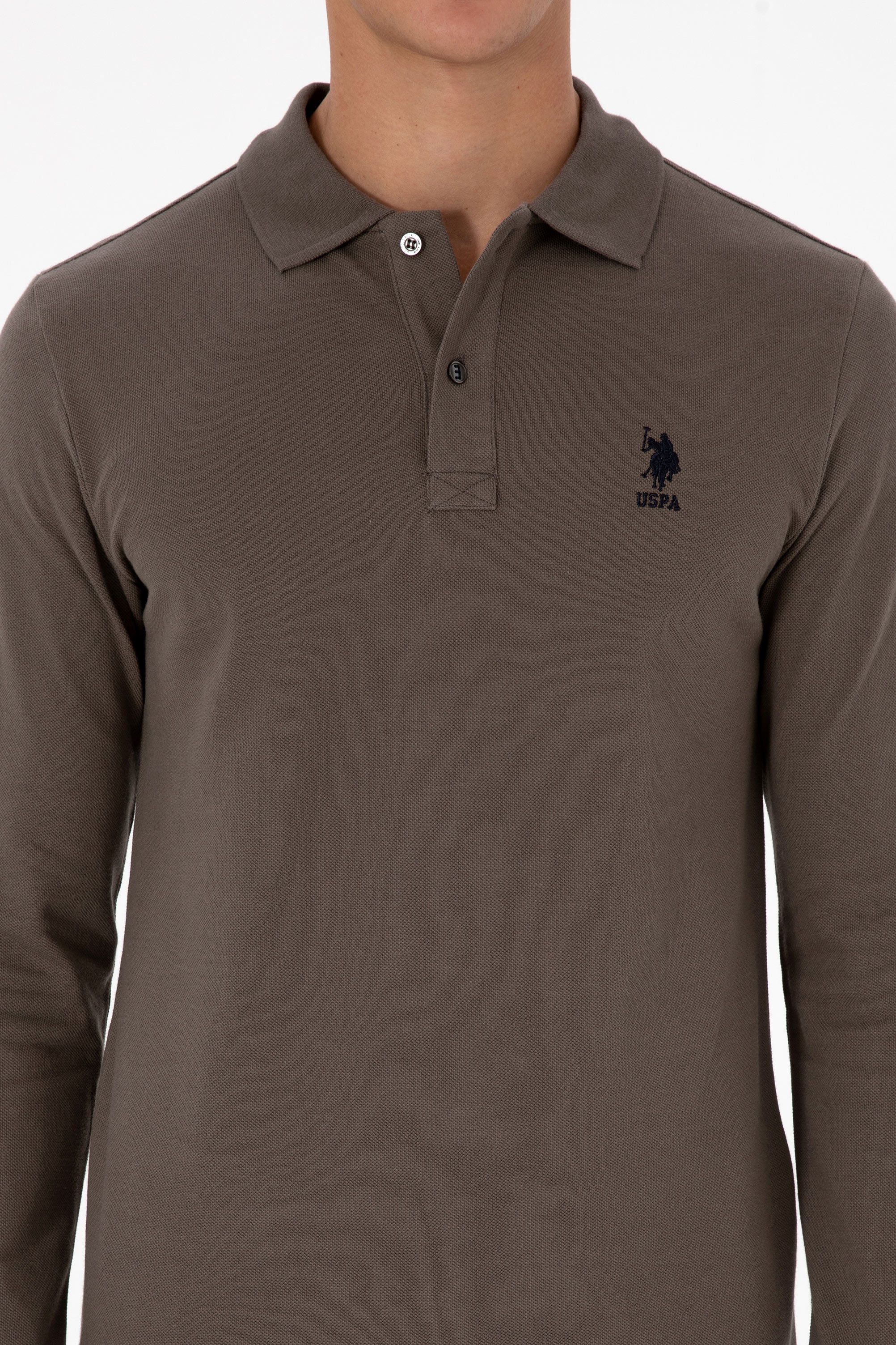 Erkek Regular Fit Polo Yaka Vizon Basic Sweatshirt - Image 6