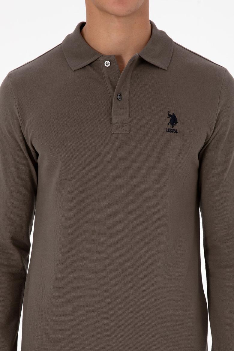 Erkek Regular Fit Polo Yaka Vizon Basic Sweatshirt - 50307757297