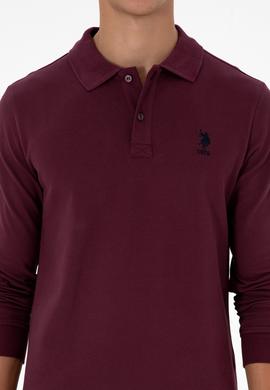 Erkek Regular Fit Polo Yaka Koyu Bordo Basic Sweatshirt - 50307757257