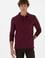 Erkek Regular Fit Polo Yaka Koyu Bordo Basic Sweatshirt