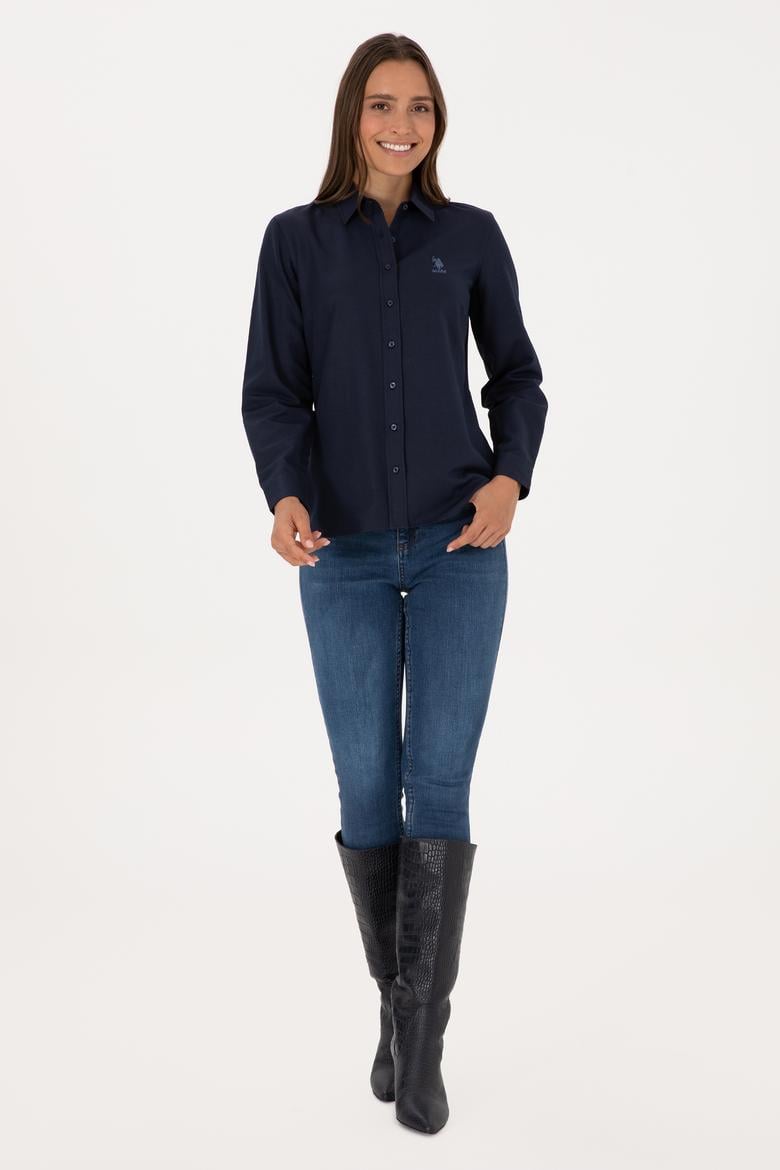 Kadın Lacivert Uzun Kollu Basic Gömlek - 50307990020