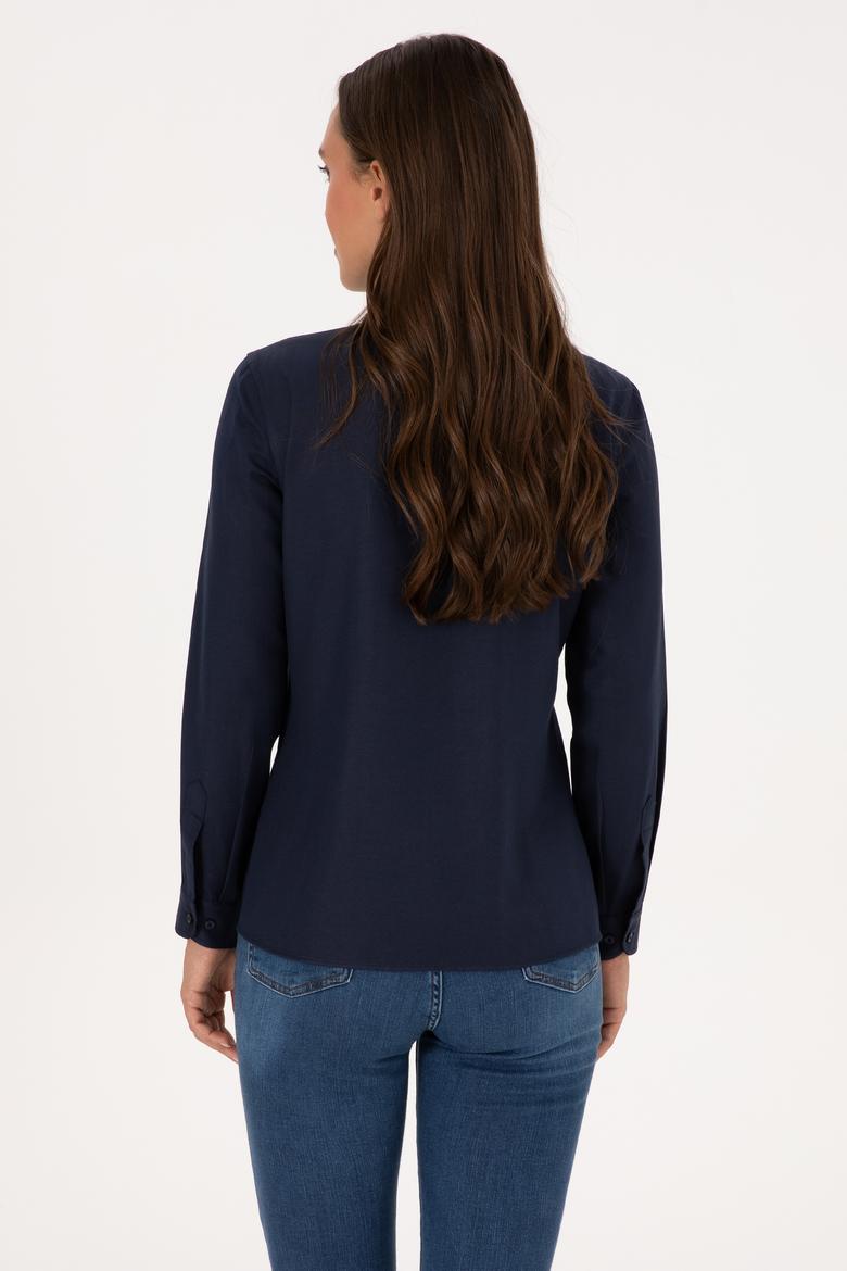 Kadın Lacivert Uzun Kollu Basic Gömlek - 50307990020