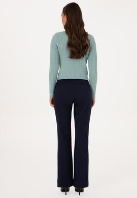 Kadın Lacivert Slim Flare Fit Kanvas Pantolon - 50316912004