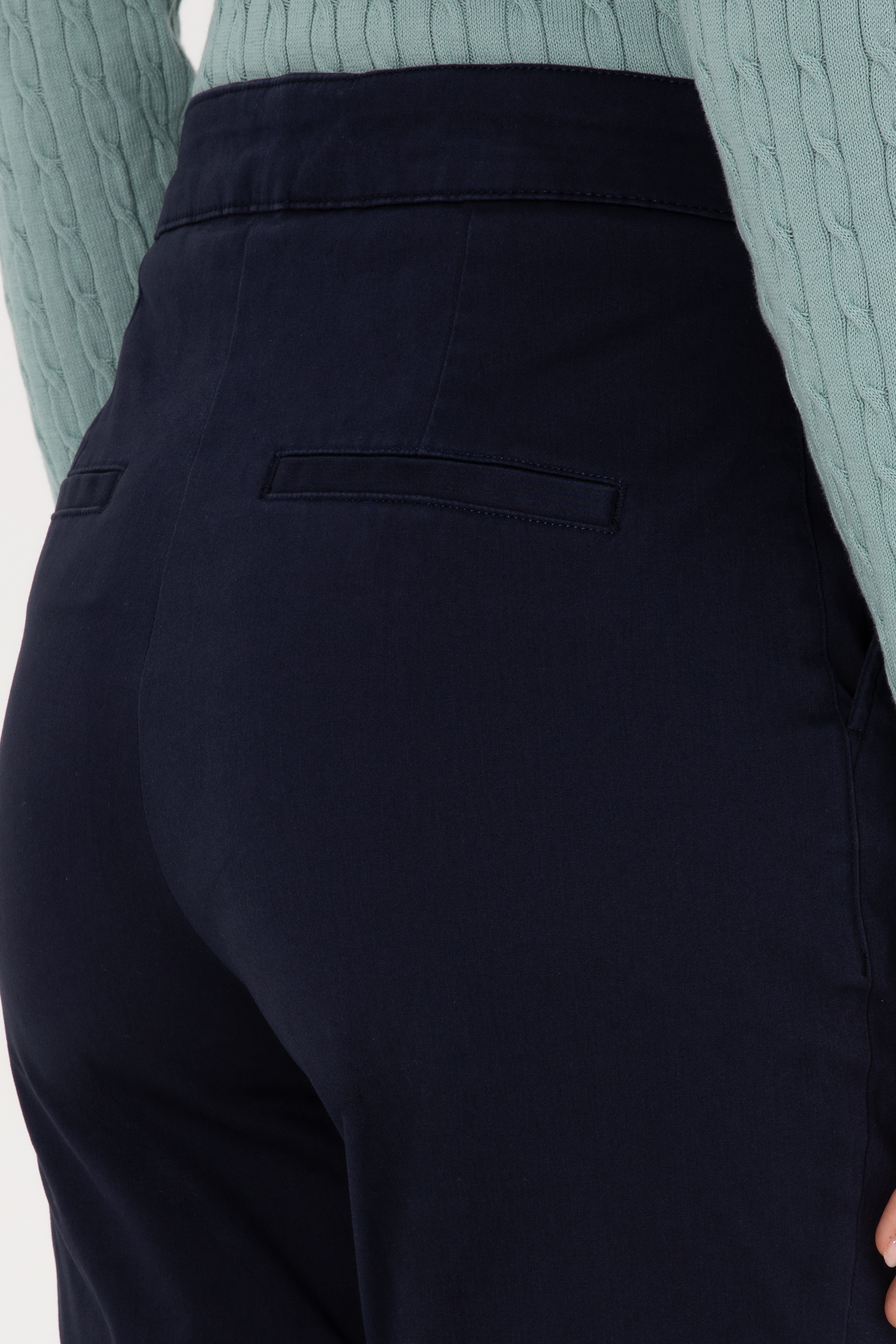 Kadın Lacivert Slim Flare Fit Kanvas Pantolon
