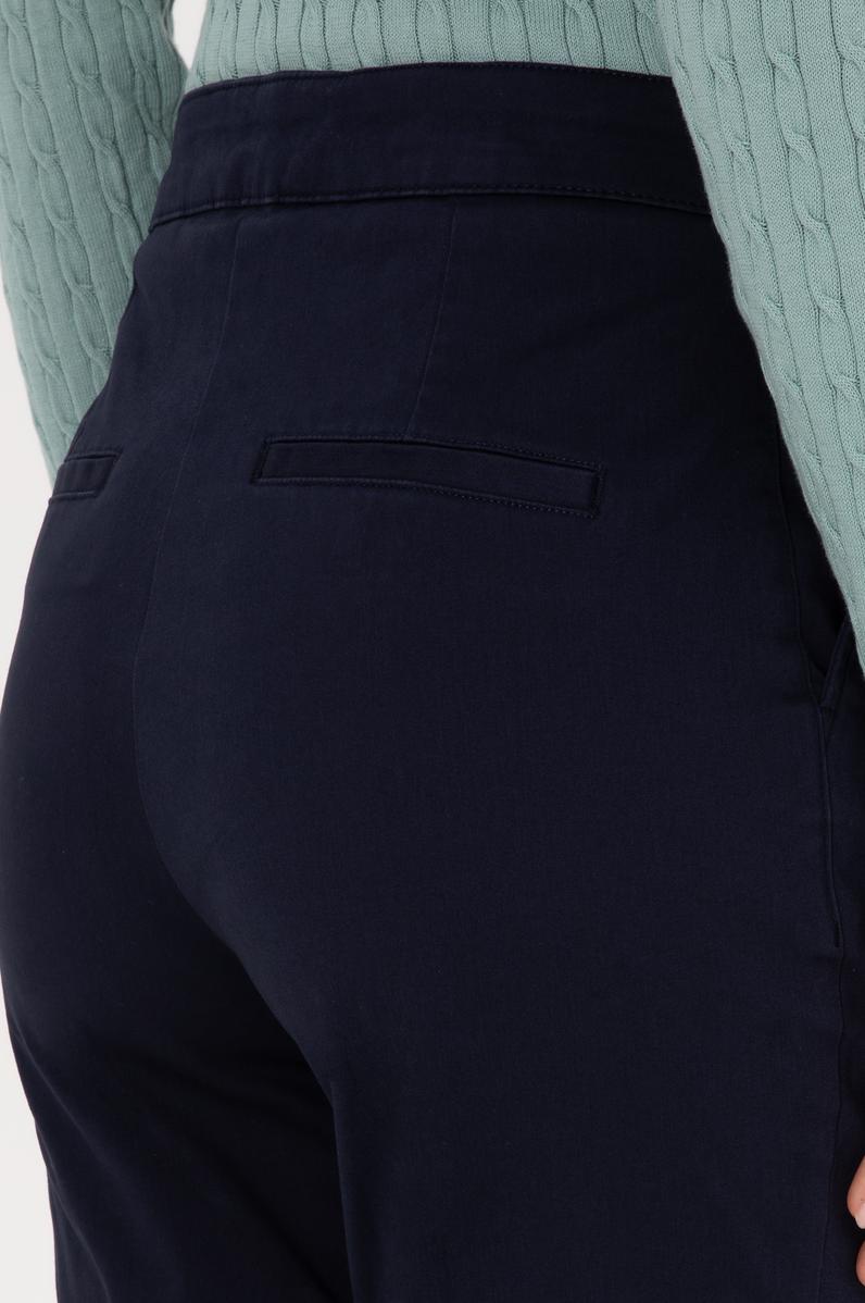 Kadın Lacivert Slim Flare Fit Kanvas Pantolon