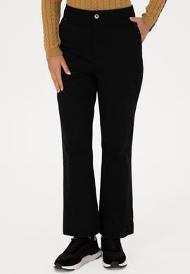 Kadın Siyah Slim Flare Fit Kanvas Pantolon - 50316912014